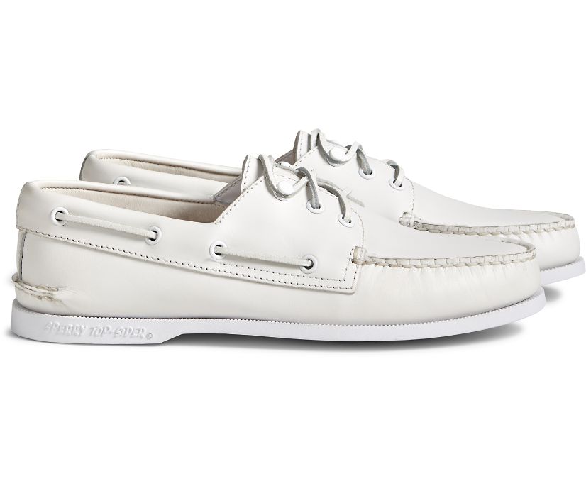 Sperry Cloud Authentic Original 3-Eye Leather Boat Shoes - Men's Boat Shoes - White [IR7953042] Sper